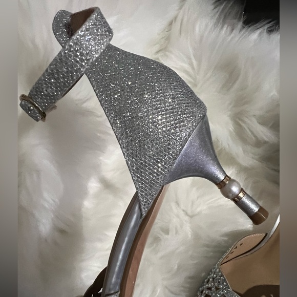 Silver sequins ankle strap kitten heels - Picture 3 of 6